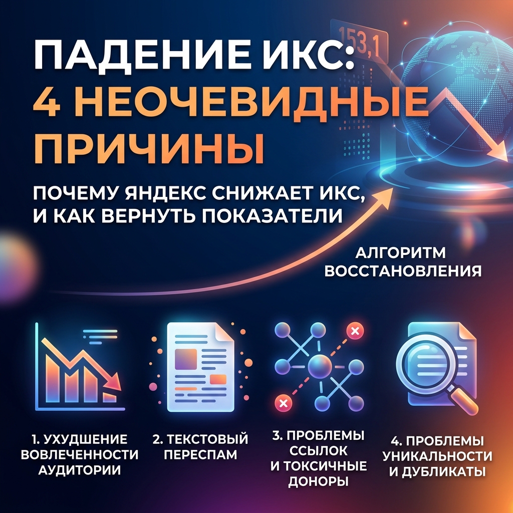Падение ИКС: 4 неочевидные причины, почему Яндекс снижает Индекс качества сайта, и как вернуть показатели